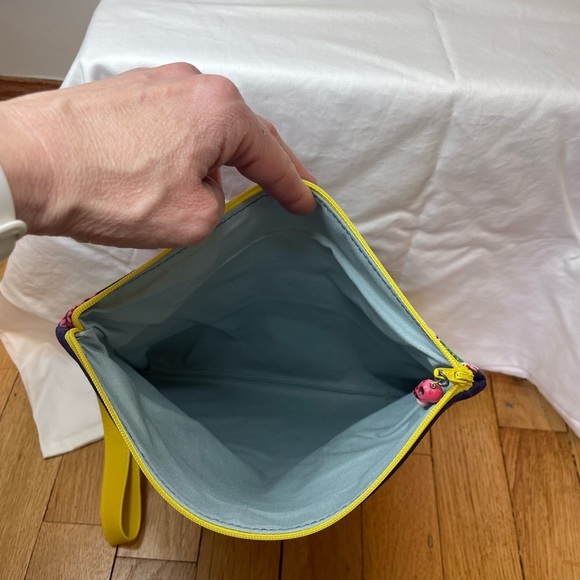 One of a Kind Handmade Floral Skull Yellow Clutch Bag - Picture 7 of 9